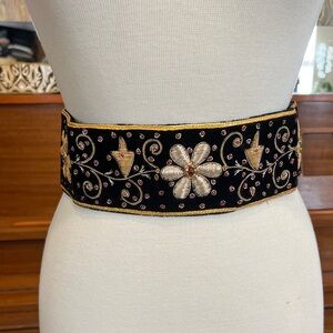 Embroidered Black and Gold Belt